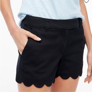 J.Crew Black Linen Scalloped Shorts - Size 2